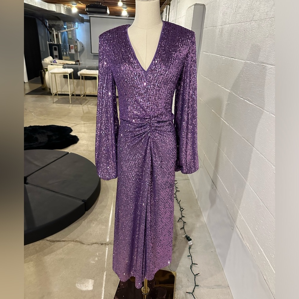 Rotate Birger Christensen Purple Sirin Midi Dress
